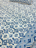 blue geometric bedsheet