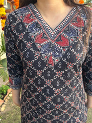 Black Jaal Handblock Kurta