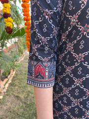 Black Jaal Handblock Kurta