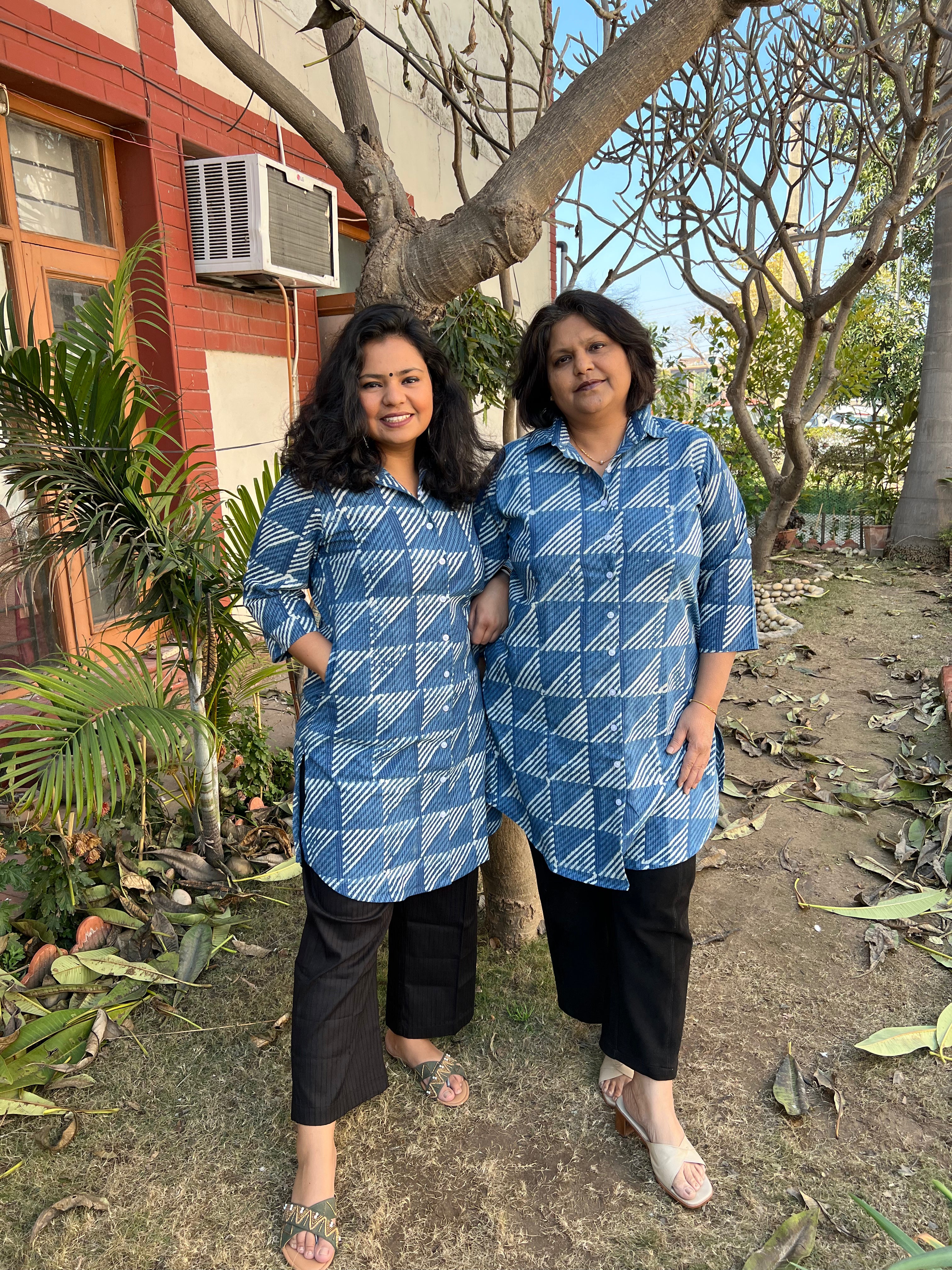 Indigo Geometric Shirt - MYSANSKRITAM