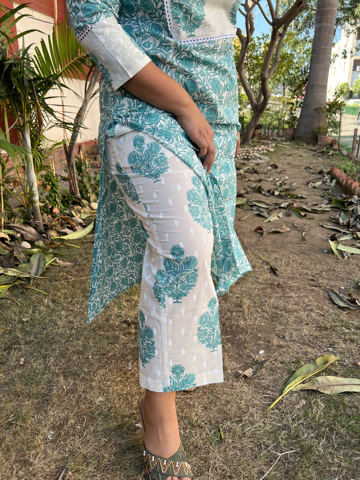 White Sanganeri Printed Pants - MYSANSKRITAM