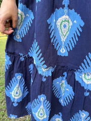 Royal blue big leaf dress