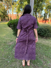 Purple geometric printed Aline dress with dress