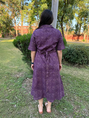 Purple geometric printed Aline dress with dress