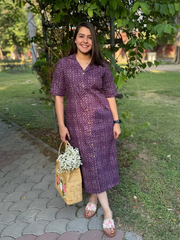 Purple geometric printed Aline dress with dress