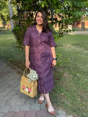 Purple geometric printed Aline dress with dress