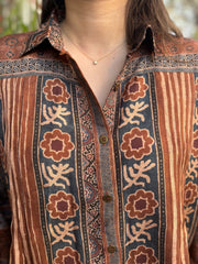 Digital print muslin silk shirt