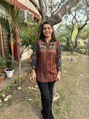 Digital print muslin silk shirt (with yoke print)