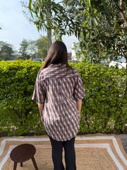 Abstract printed cotton longline top