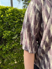 Abstract printed cotton longline top