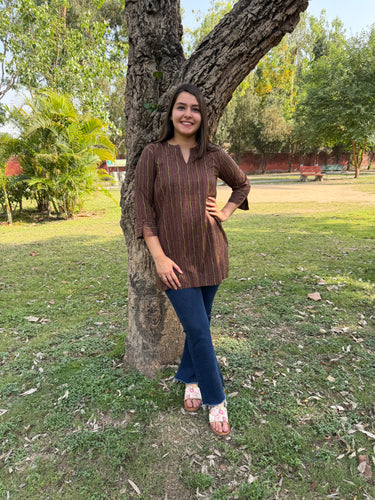 Brown mehendi short kurti