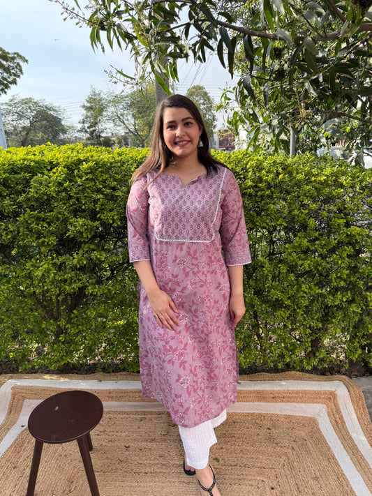 LAVENDER YOKE KURTA