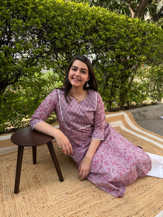 LAVENDER YOKE KURTA