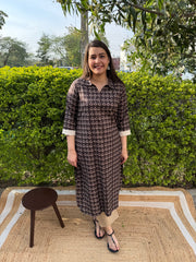 Brown Collar Neck straight kurta