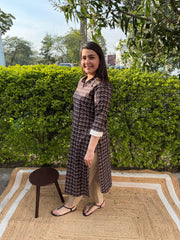 Brown Collar Neck straight kurta
