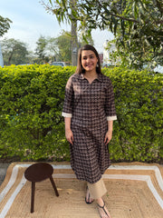 Brown Collar Neck straight kurta