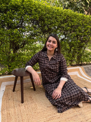 Brown Collar Neck straight kurta