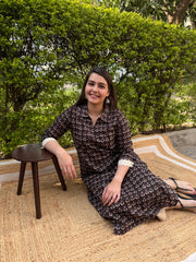 Brown Collar Neck straight kurta