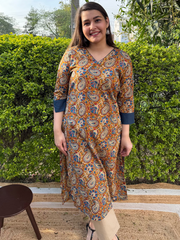 Mustard ambi sanganeri kurta