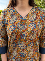 Mustard ambi sanganeri kurta