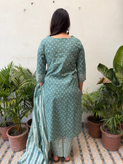 Sea green buta full suit set