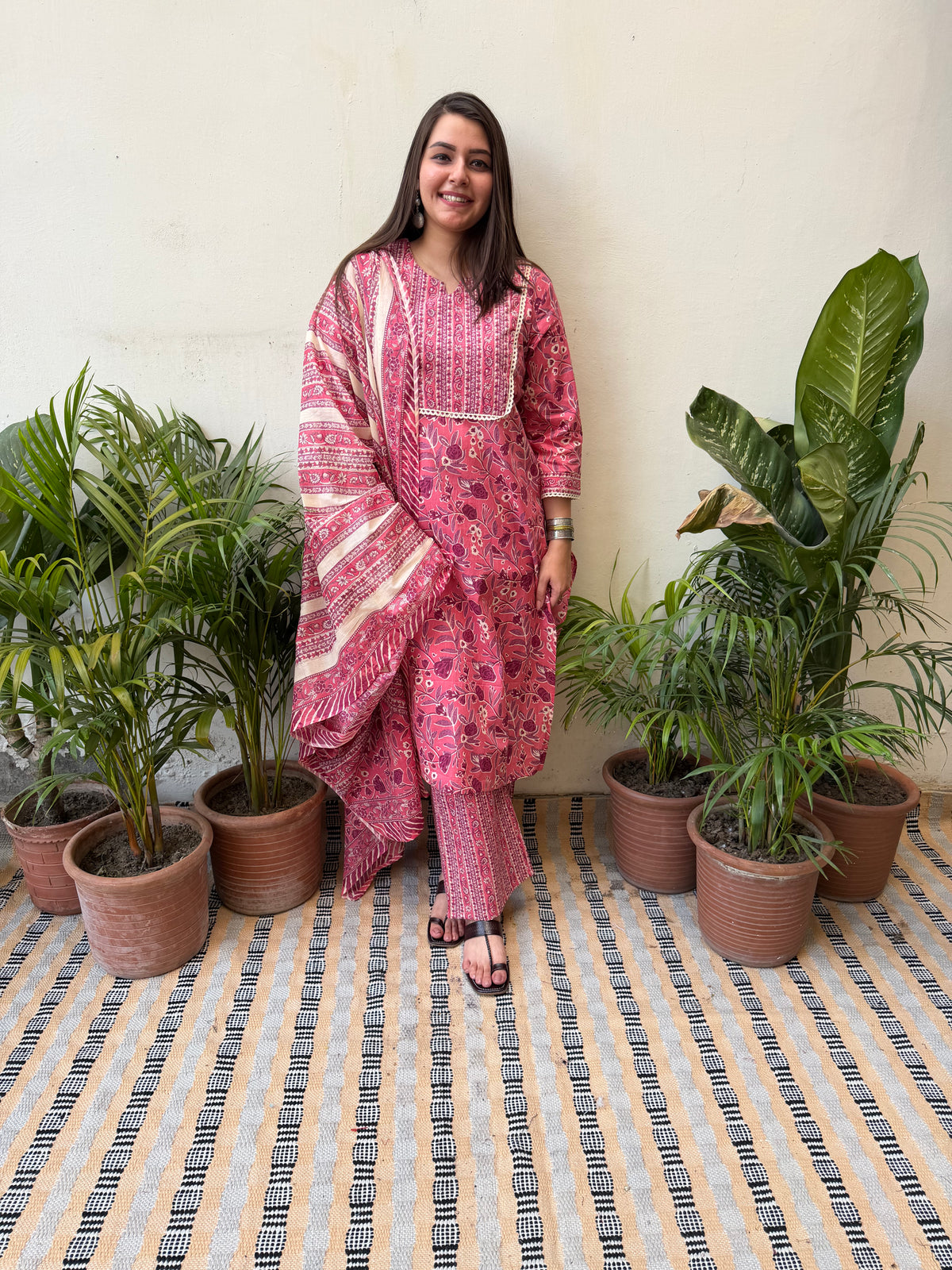 Pink floral suit set