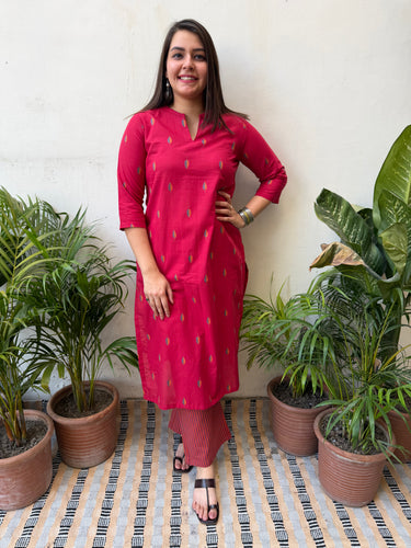 Red Chhoti buti Coord set