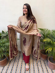 Soft Brown Maroon big Ambi Suit Set