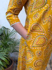 Yellow Ambi print full Suit Set