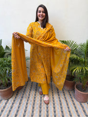 Yellow Ambi print full Suit Set