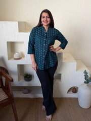 Indigo Green Buta Shirt by MySanskritam