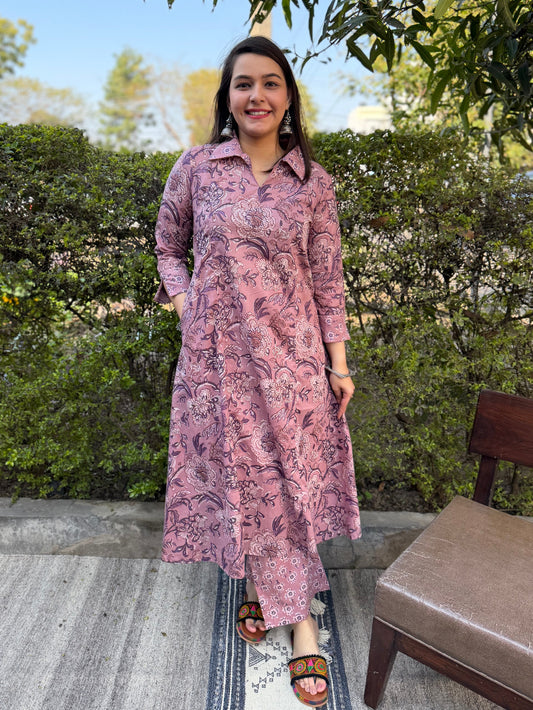 Lavender Floral Aline Coord Set by MySanskritam