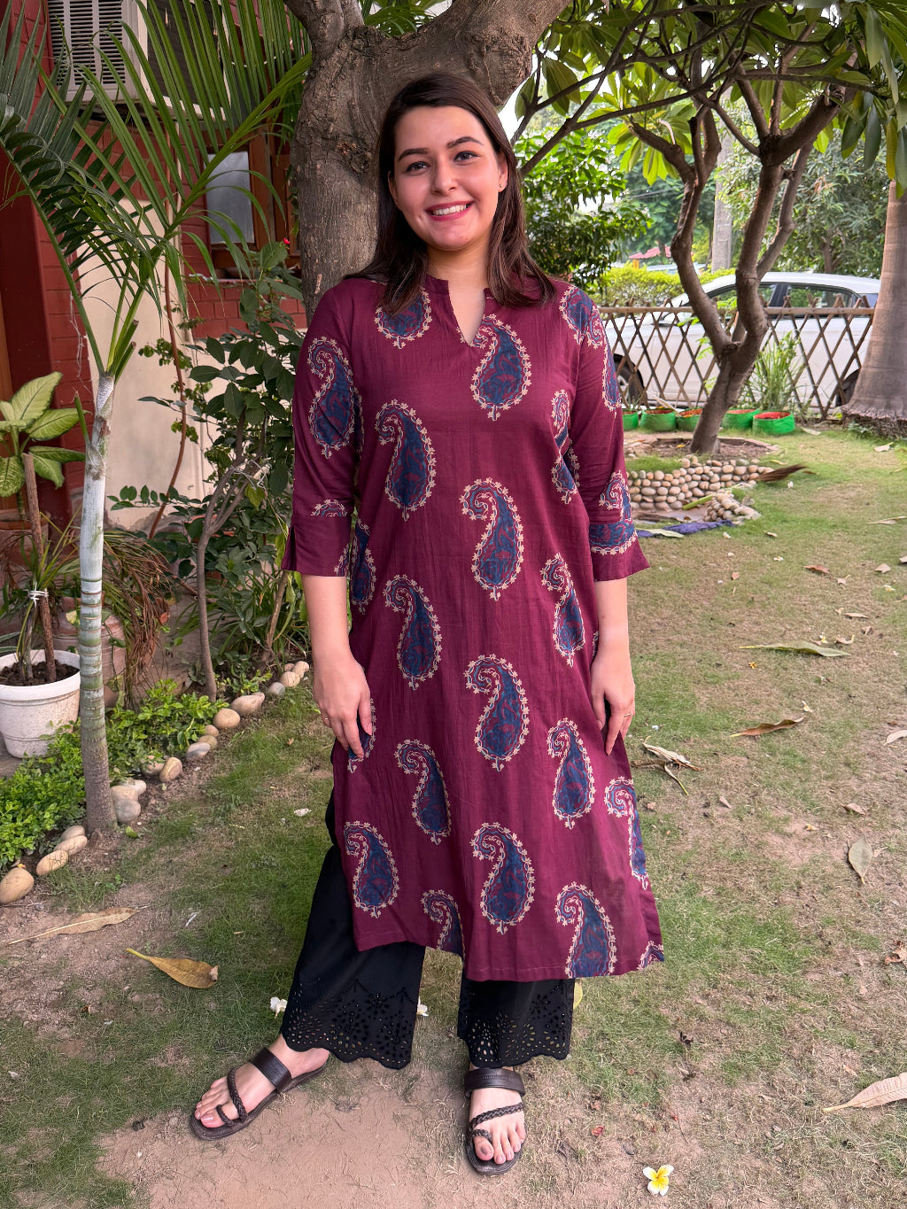 Mulberry Maroon Ambi Kurta by Sanskritam