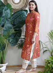 Magenta Orange Ambi kurta