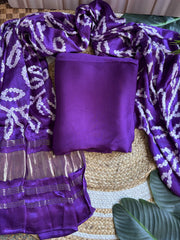 Purple modal solid Unstitched Kurta duppata set