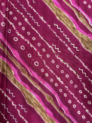 Magenta bandhani Unstitched Suit set