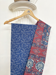 Navy blue printed Unstitched Suit set