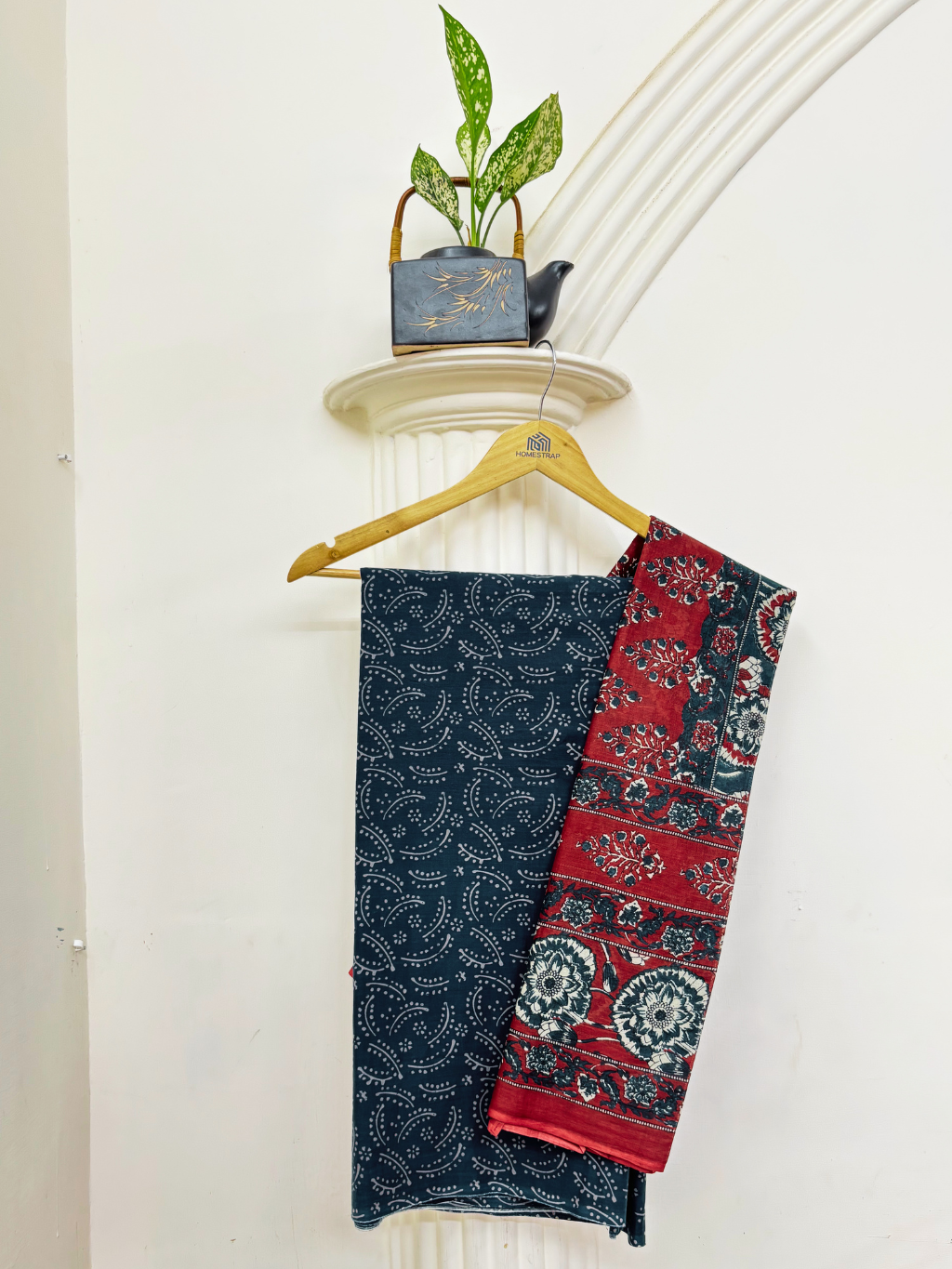 Navy blue printed Unstitched Suit set