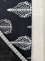 Black leaf Handblock Unstitched Suit set