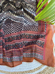 Maroon and Black Sanganeri Unstitched Suit set