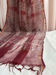 Black maroon texture Unstitched Suit set