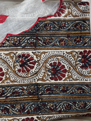 Sanganeri print with Red heart duppata Unstitched Suit set