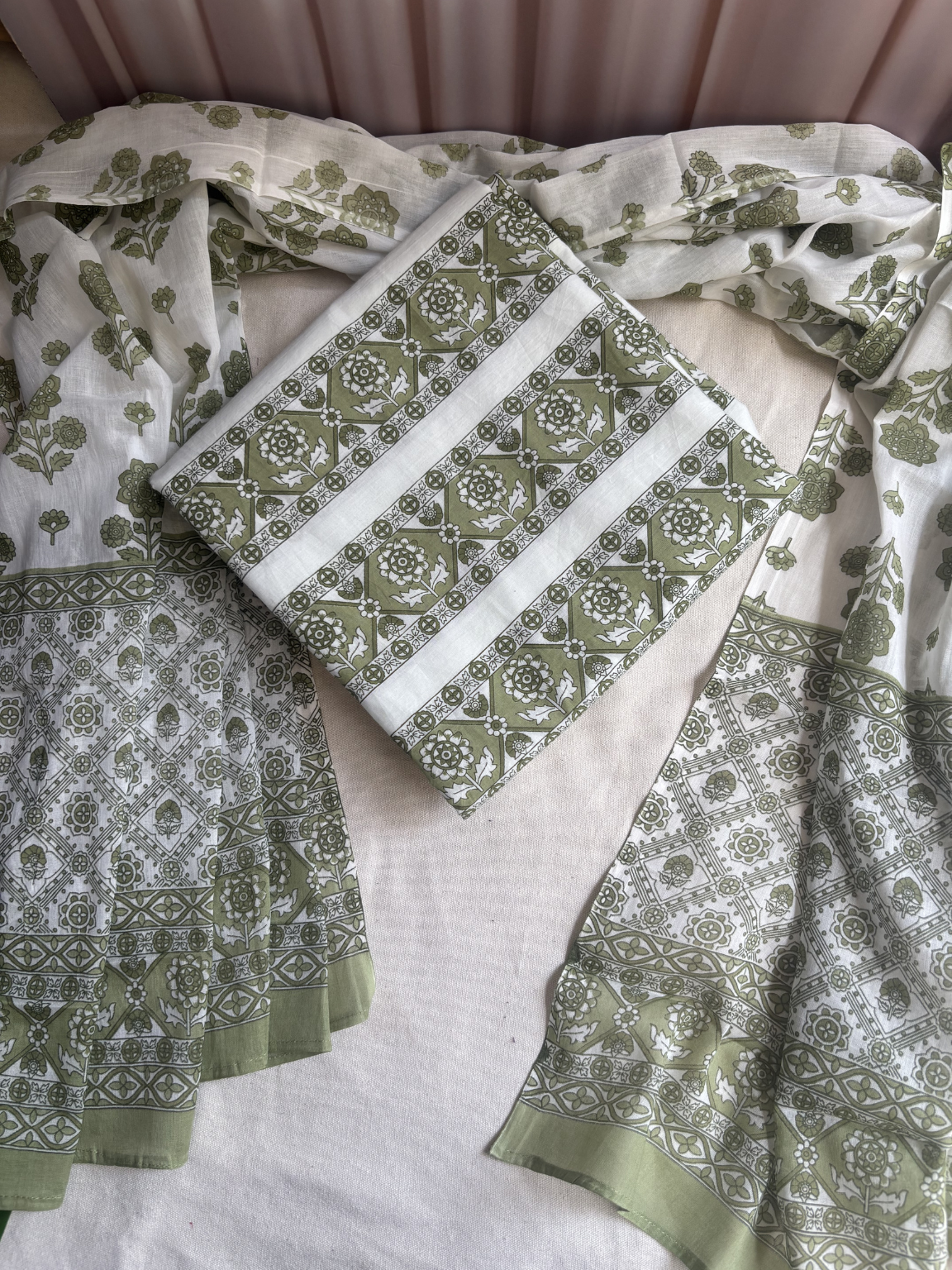 Pista green Unstitched Suit set
