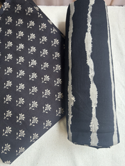 Black buti Unstitched Suit set