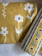 Mustard flower Unstitched Suit set