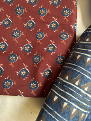 Maroon Indigo buti Unstitched Suit set