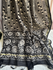 Black chhoti buti Allover Unstitched Suit set