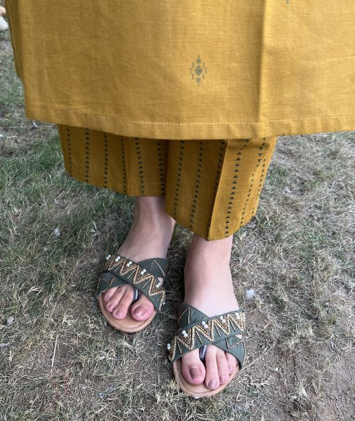 Mustard Mehendi Green Zig Zag Pant - MYSANSKRITAM