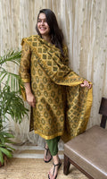 Premium Maheshwari Silk Mustard Ajrakh Suit Set - MYSANSKRITAM