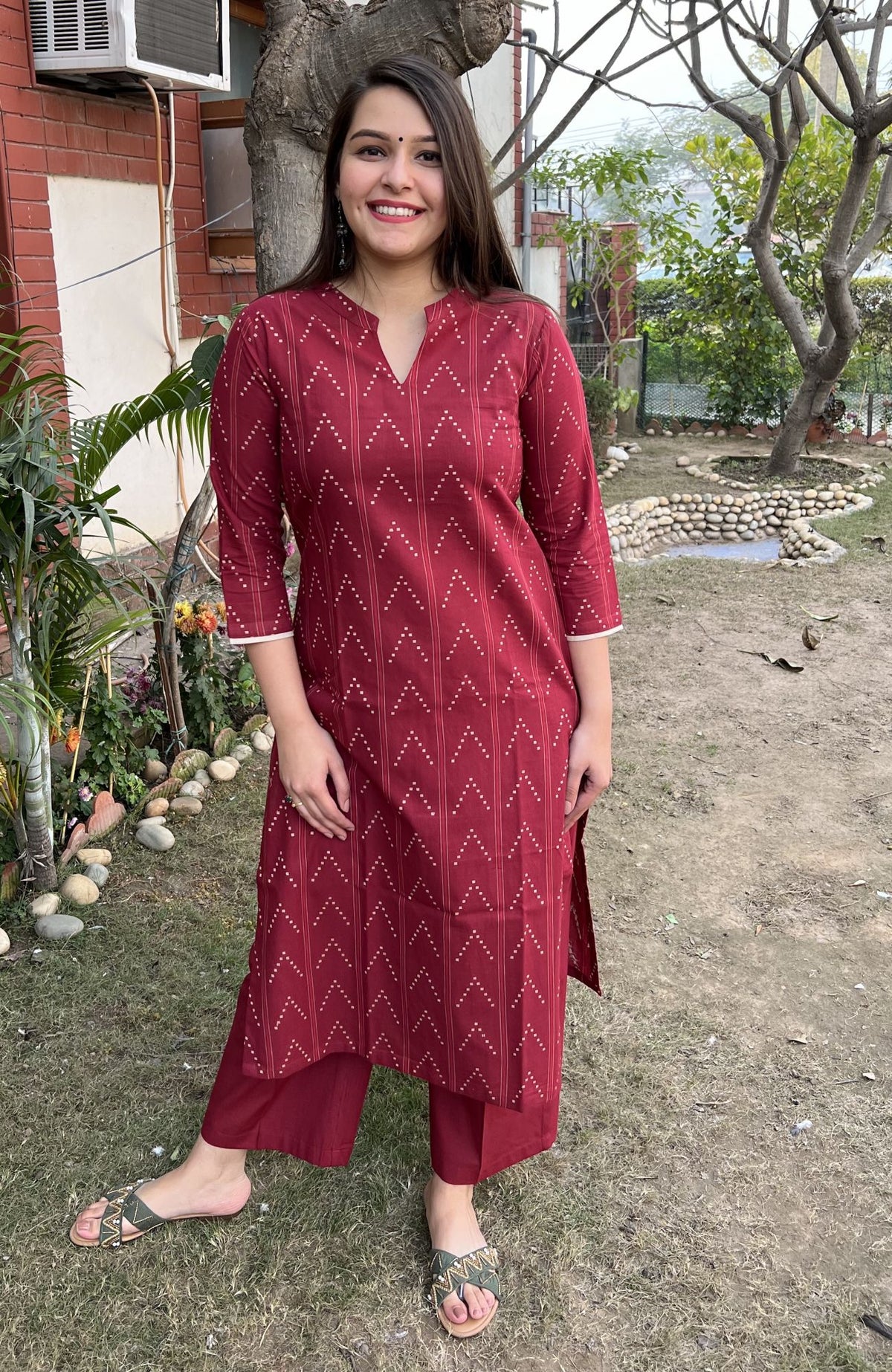 Maroon Arrow Kurta - MYSANSKRITAM